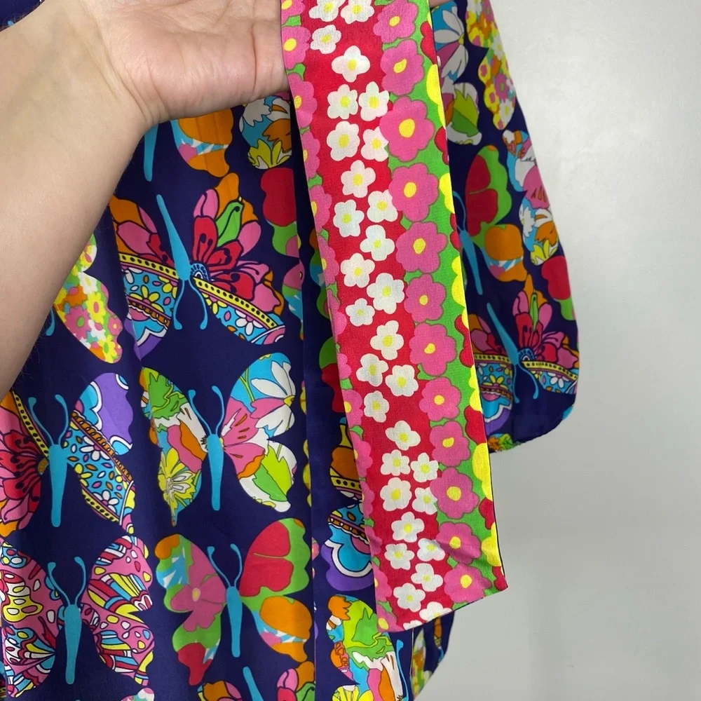 RARE NWT Lilly Pulitzer Bright Navy Out There Butterfly Silk Tunic Top XL - Picture 11 of 16